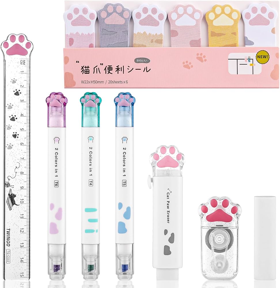Amazon.co.jp: Kogcmeetl 8個 かわいい猫の足跡文房具セット